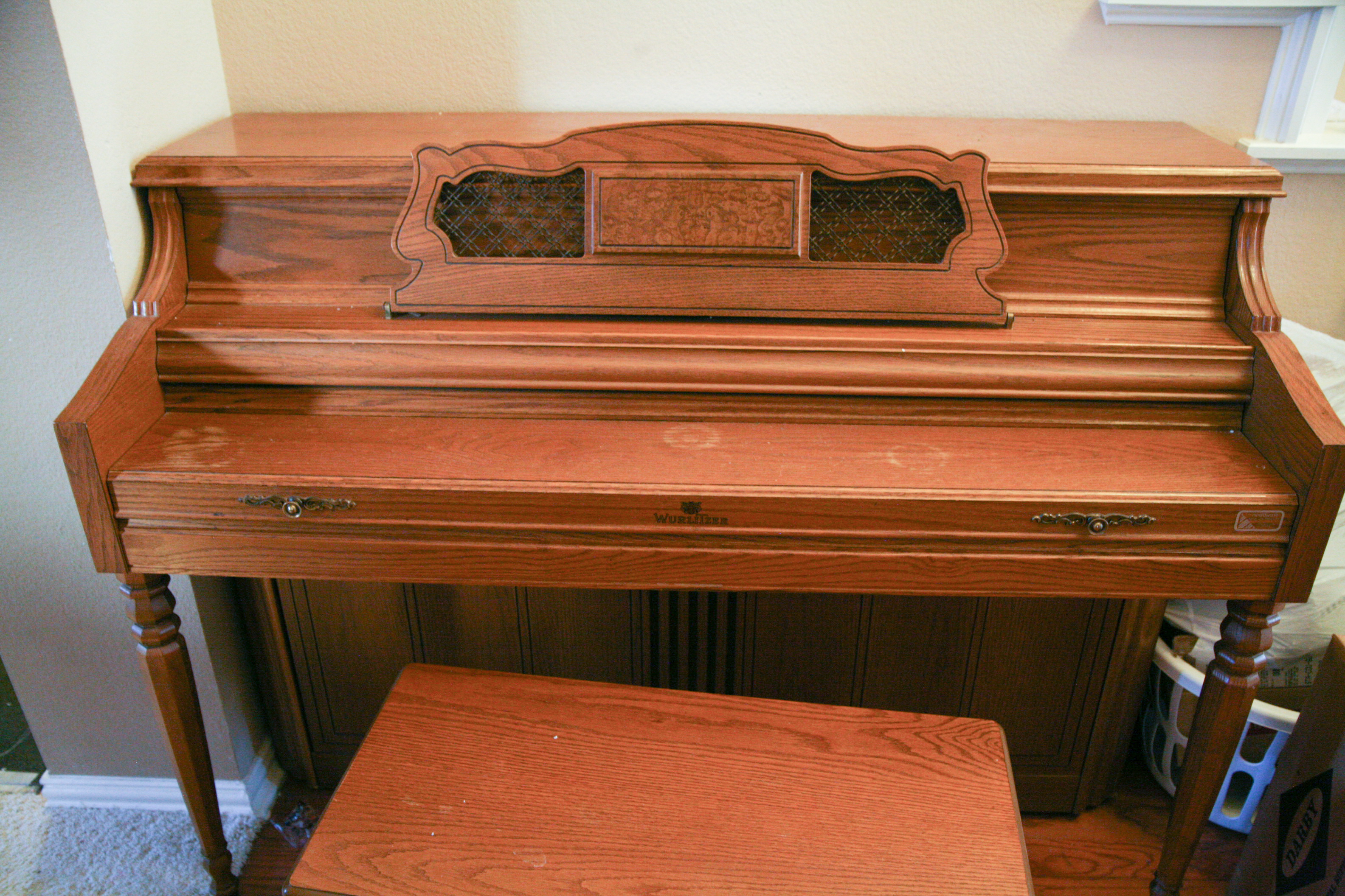 Vintage Wurlitzer Console Piano with Bench