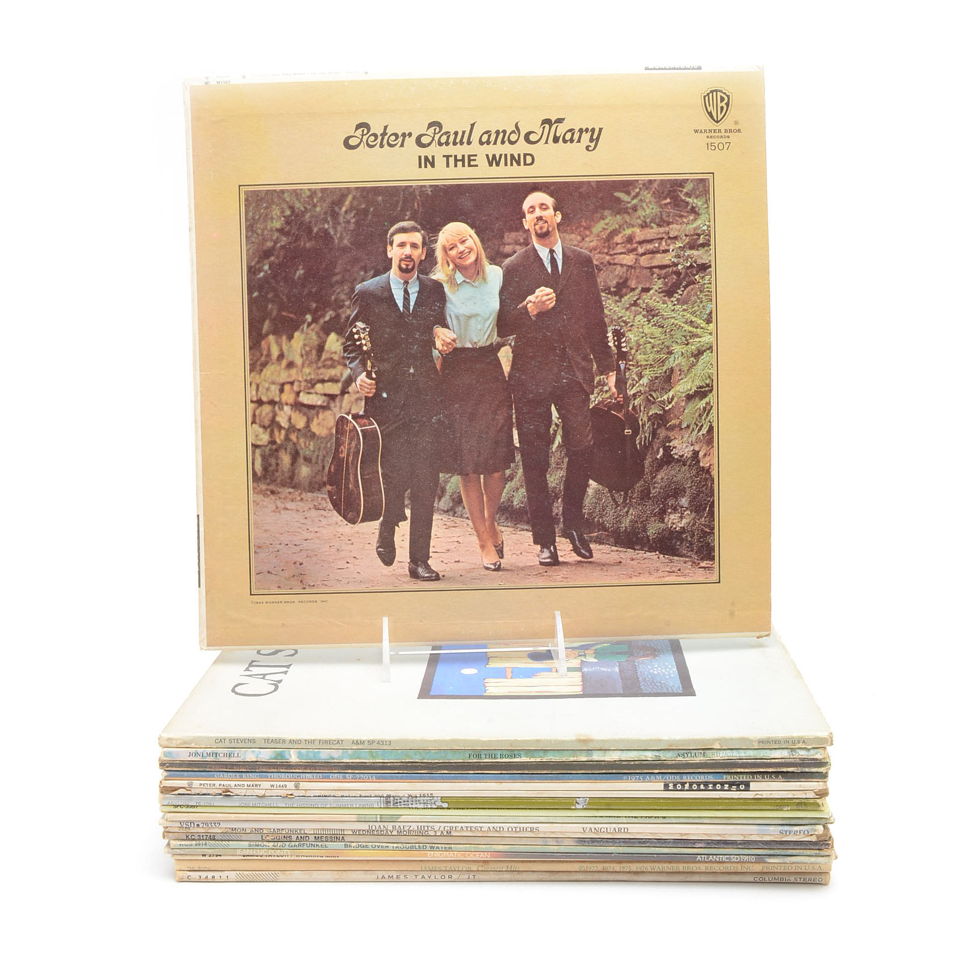 Collection of Vintage Folk LPs including Joan Baez and Cat Stevens