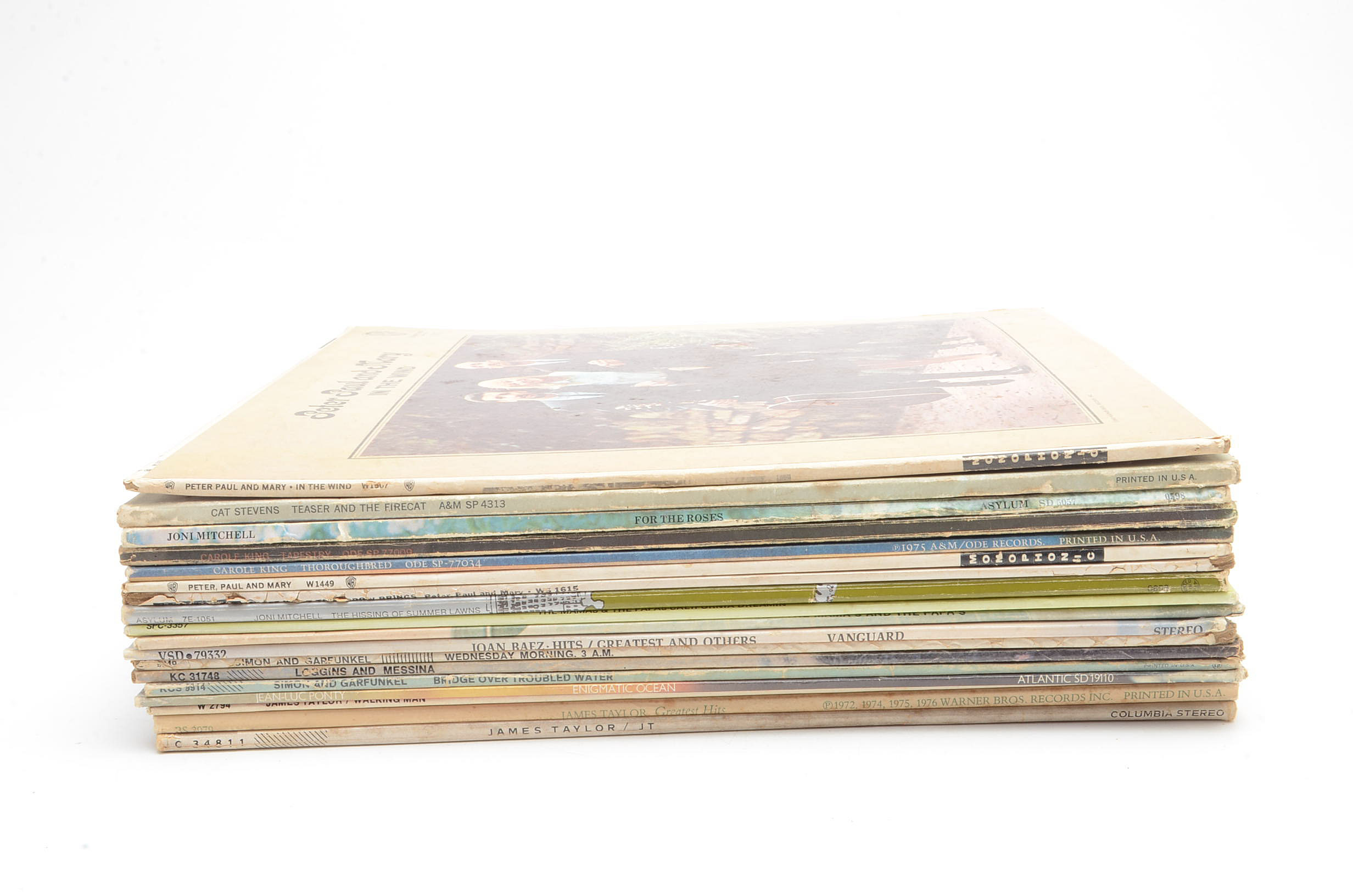 Collection of Vintage Folk LPs including Joan Baez and Cat Stevens