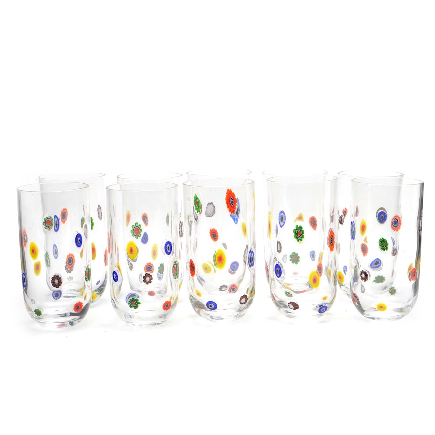 Collection of Vintage Murano Style Glass Tumblers