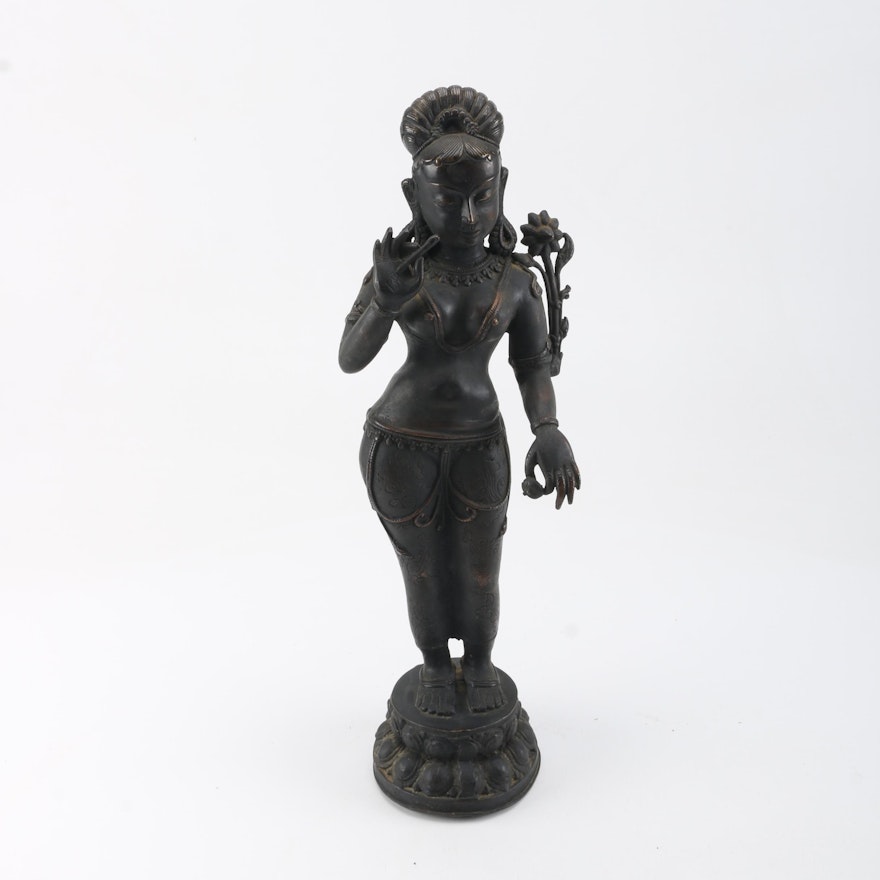 South Asian Brass Figure of Lakshmi