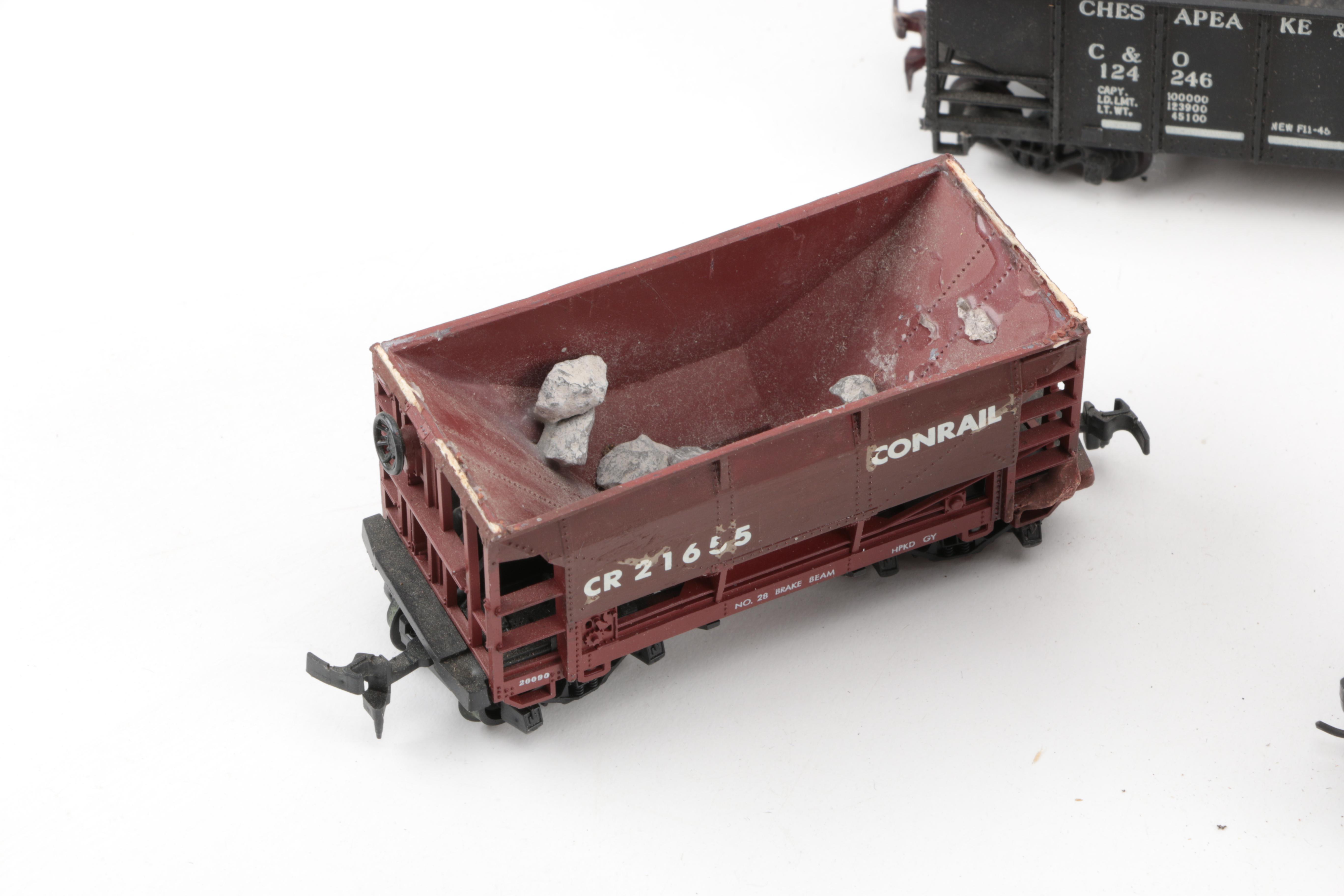 HO Scale Diesel Engines, Passenger Car, and Freight Cars