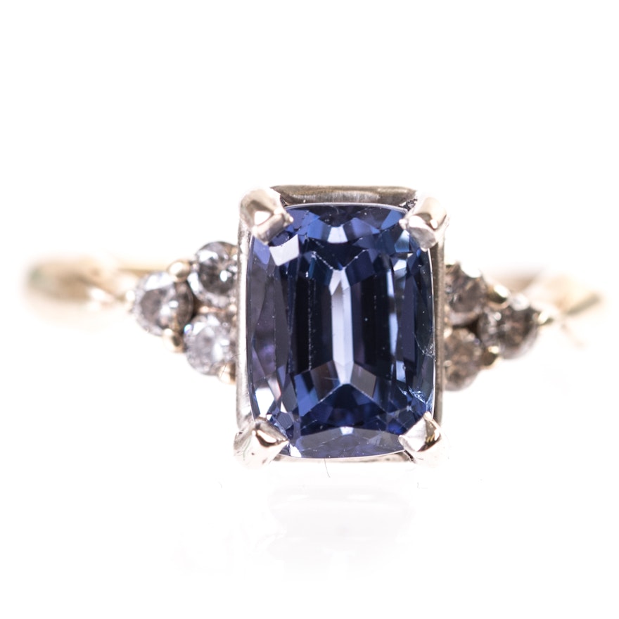 14K Yellow Gold 1.62 Carat Tanzanite, and Diamond Ring