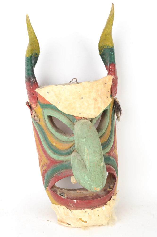 Mexican Folk Art Hand Carved Wooden Mask