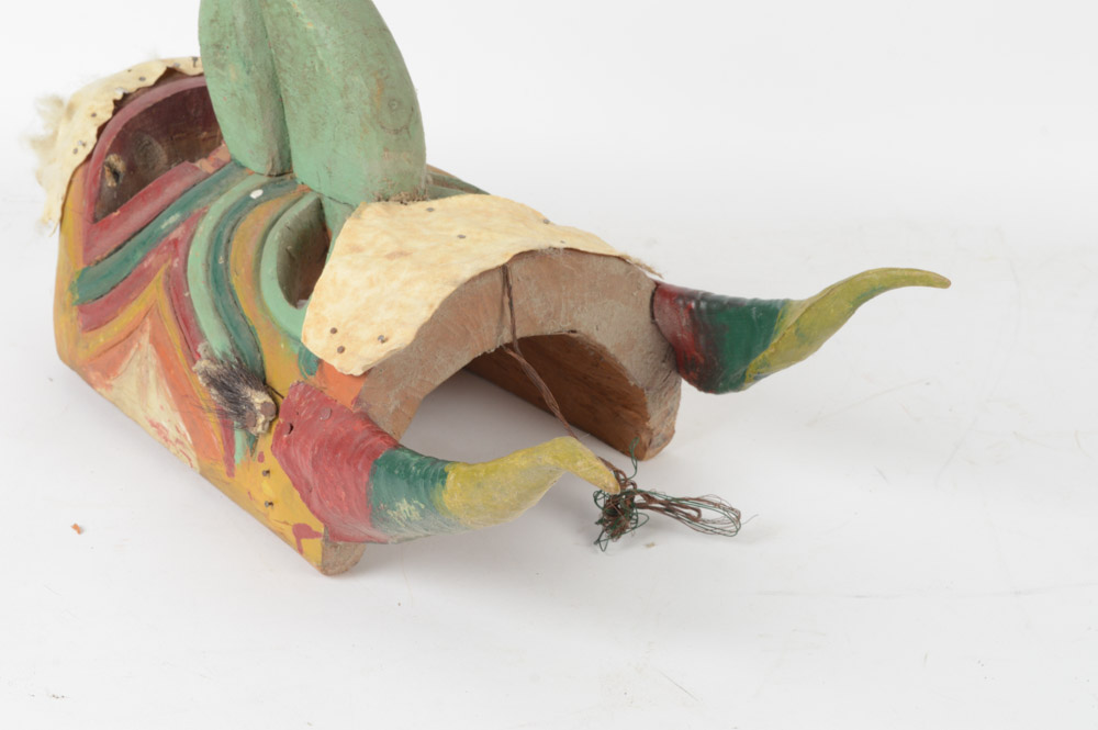 Mexican Folk Art Hand Carved Wooden Mask