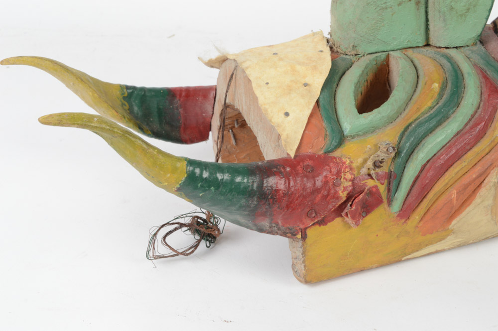 Mexican Folk Art Hand Carved Wooden Mask