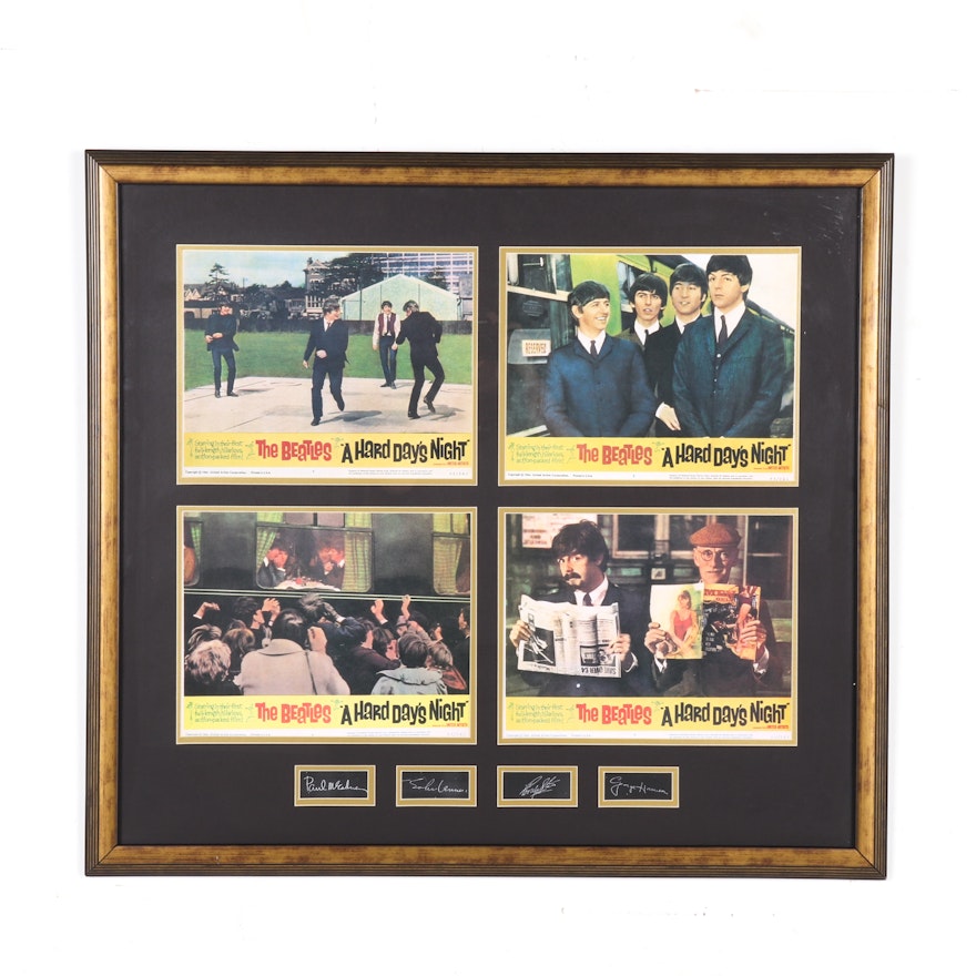 Framed Beatles "A Hard Days Night" Lobby Cards