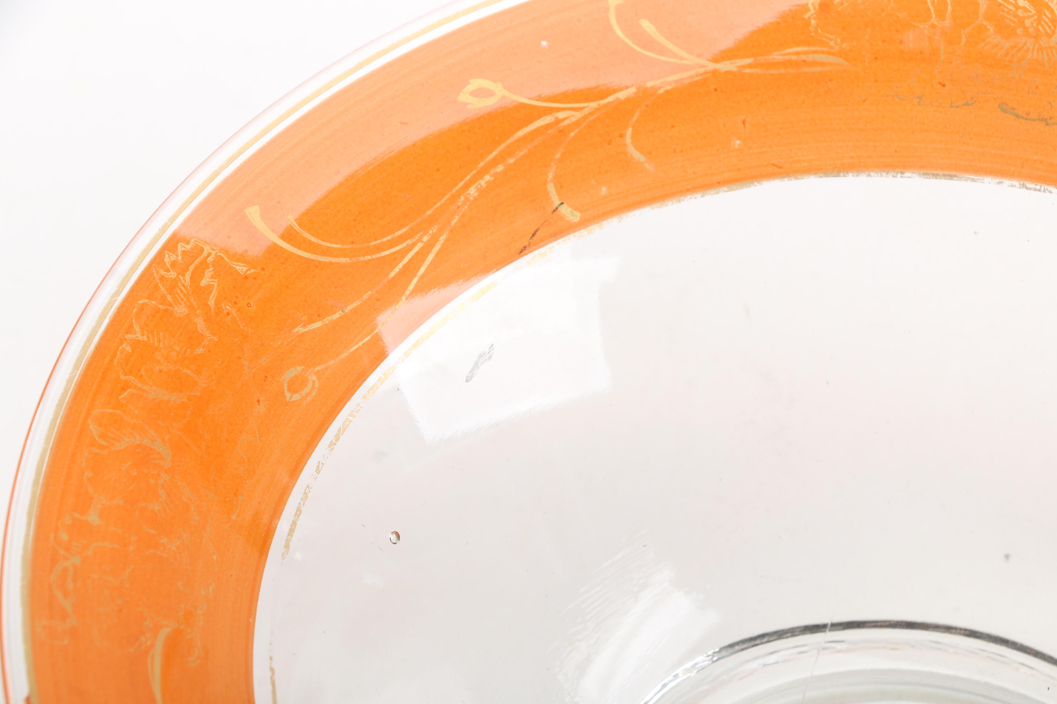 Vintage Gilt Glass Candlesticks and Serving Bowl