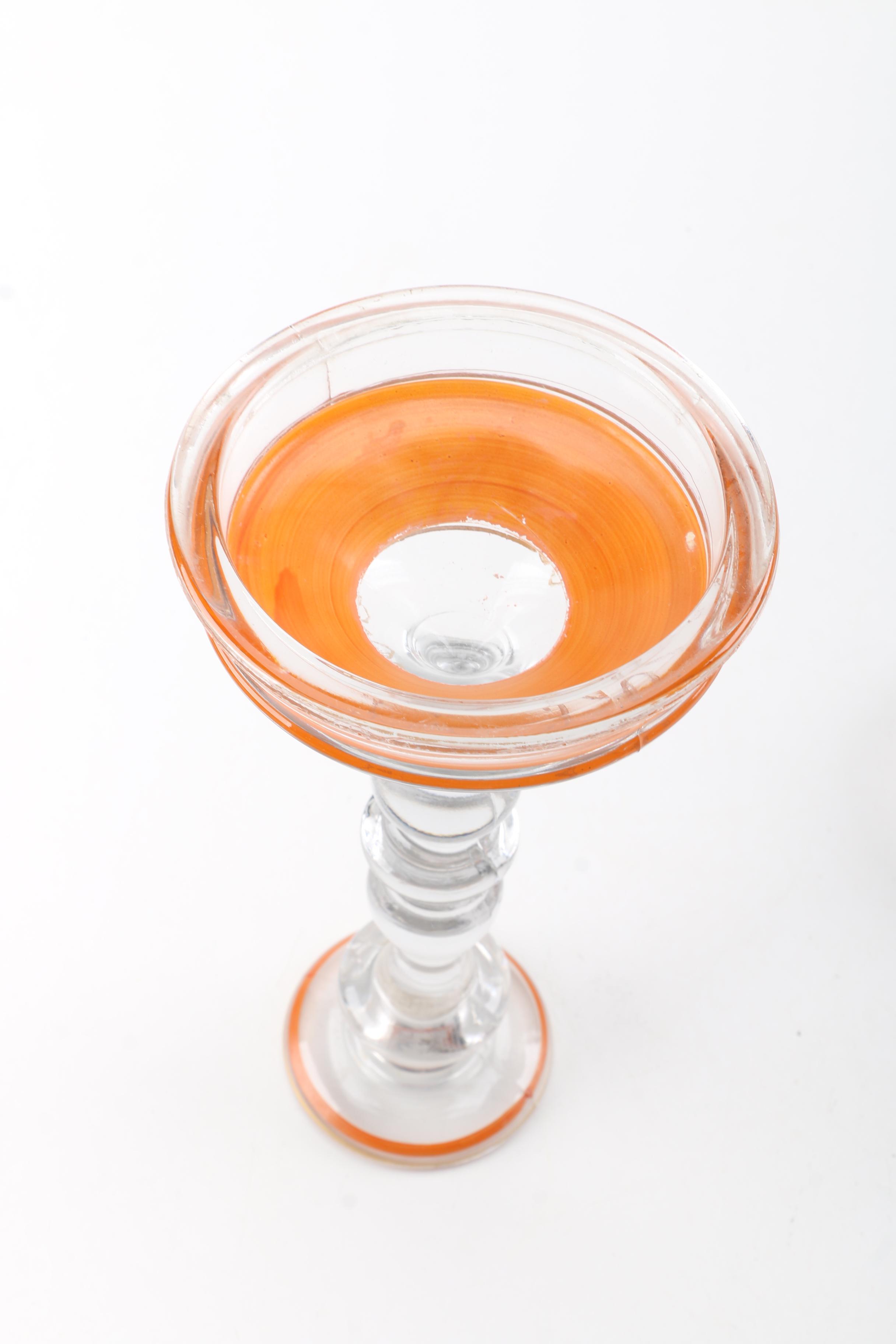 Vintage Gilt Glass Candlesticks and Serving Bowl