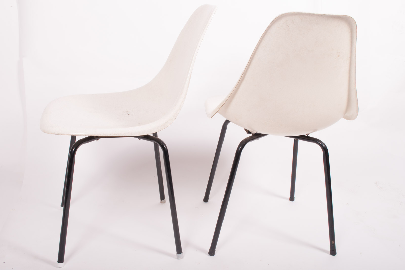 Vintage Mid Century Modern Eames Style Fiberglass Shell Side Chairs