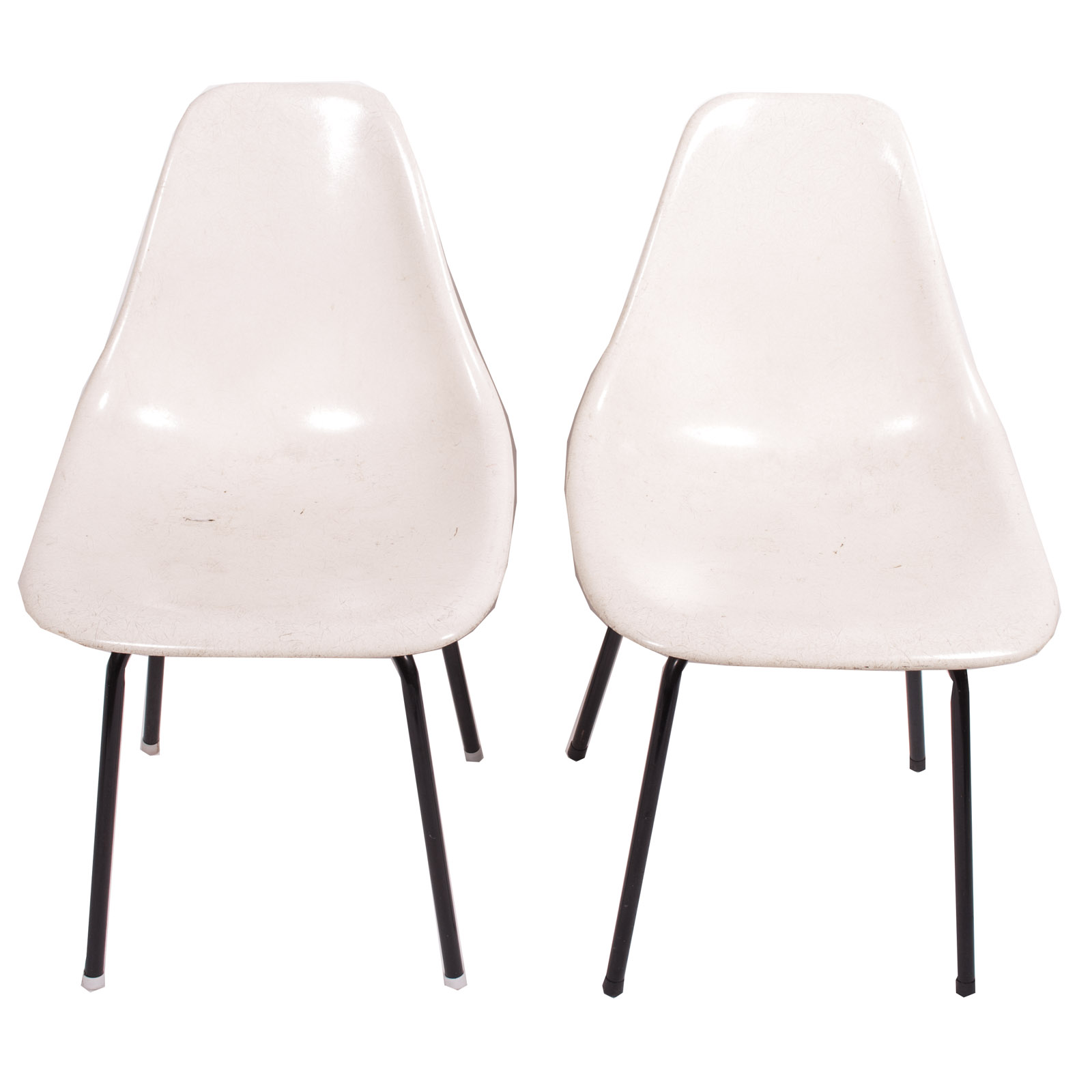 Vintage Mid Century Modern Eames Style Fiberglass Shell Side Chairs