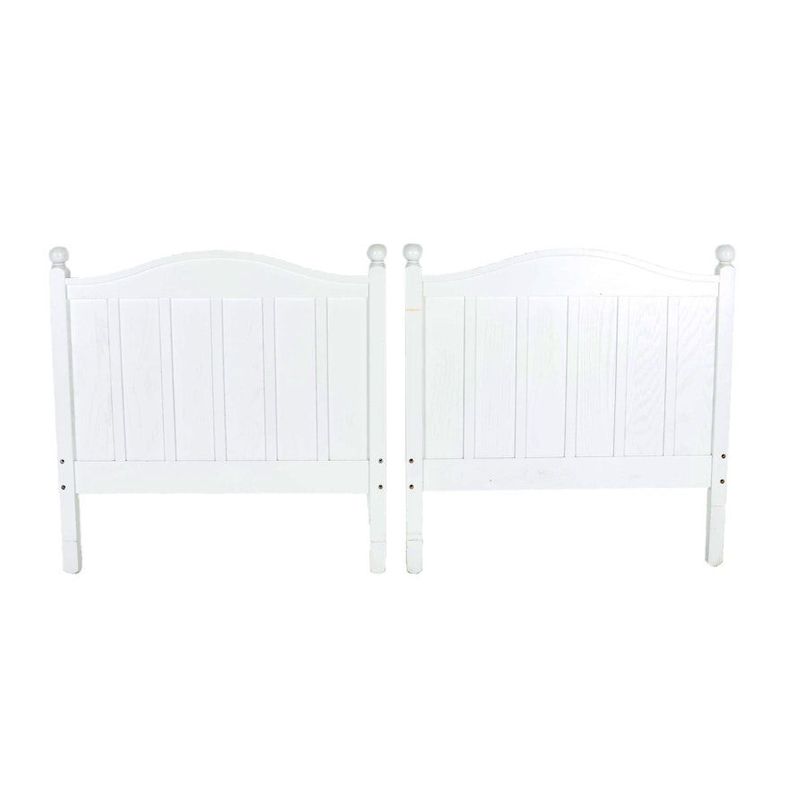 Pair of Twin-Size White Wood Headboards