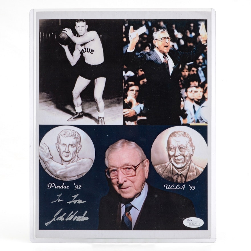 John Wooden Autographed Flyer  COA