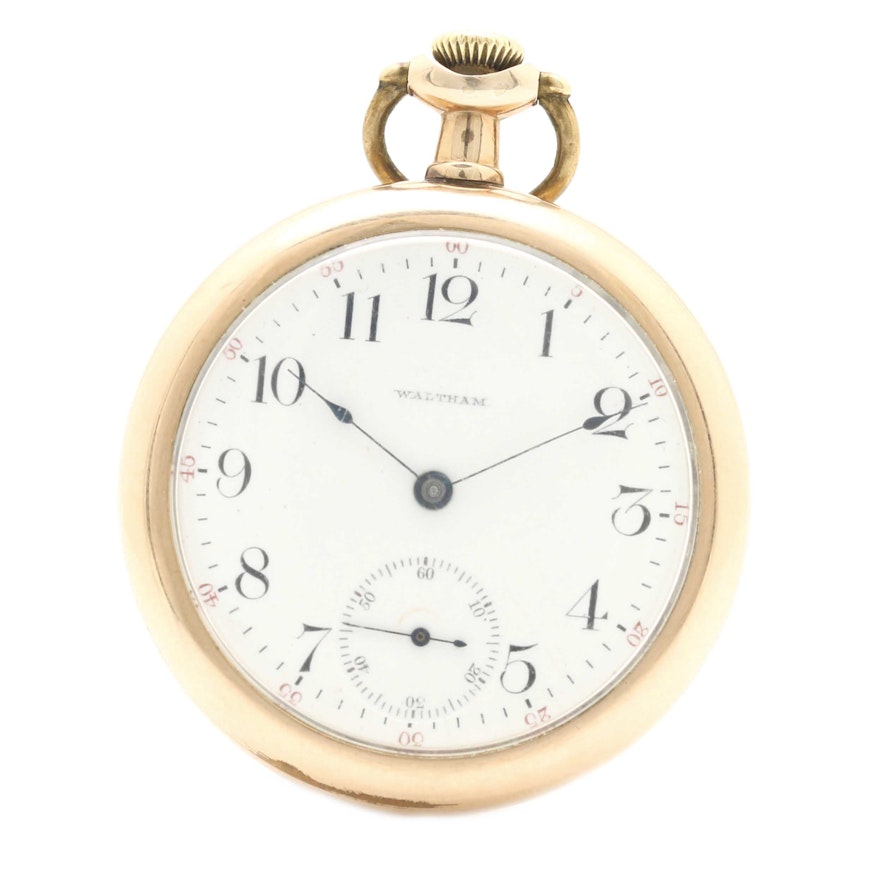 Antique Waltham Gold Filled Open Face Pocket Watch