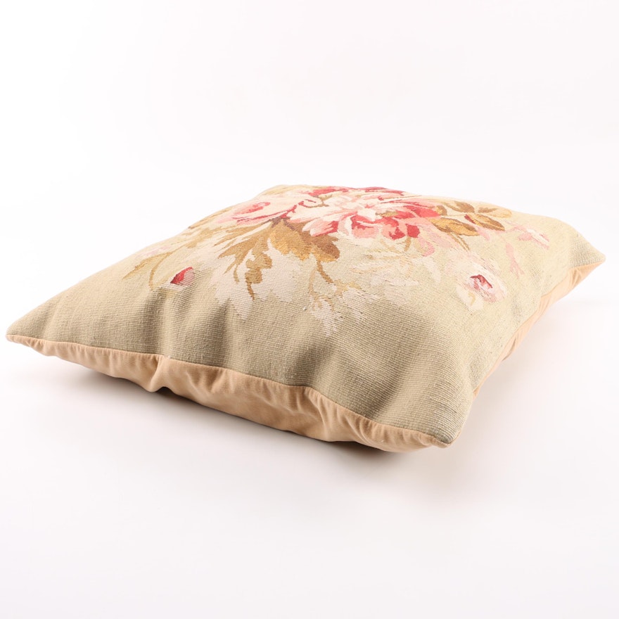 Needlepoint Floral Accent Pillow