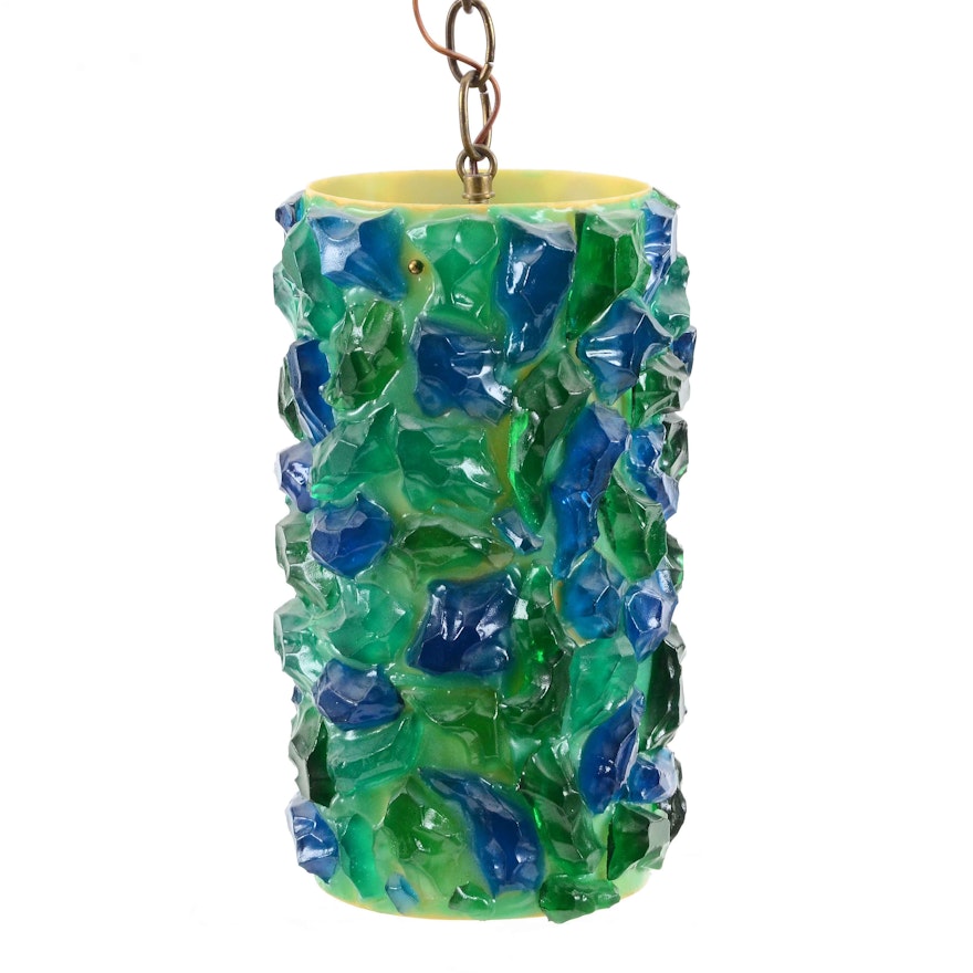 Vintage Blue and Green Acrylic Rock Swag Light