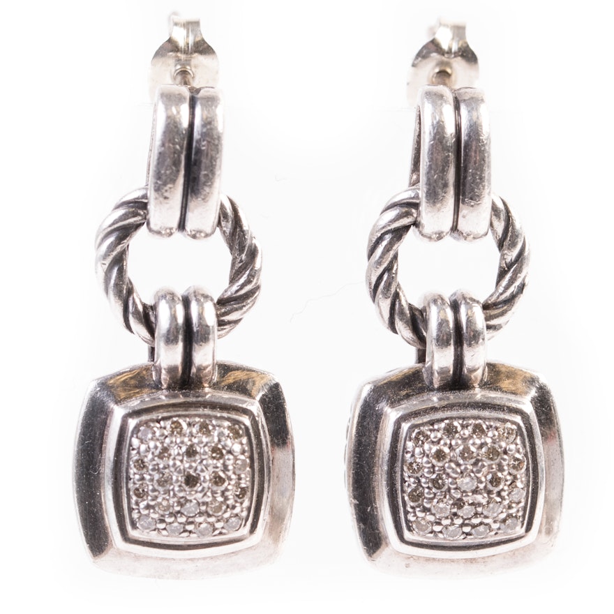 Sterling Silver and Diamond Doorknocker Earrings