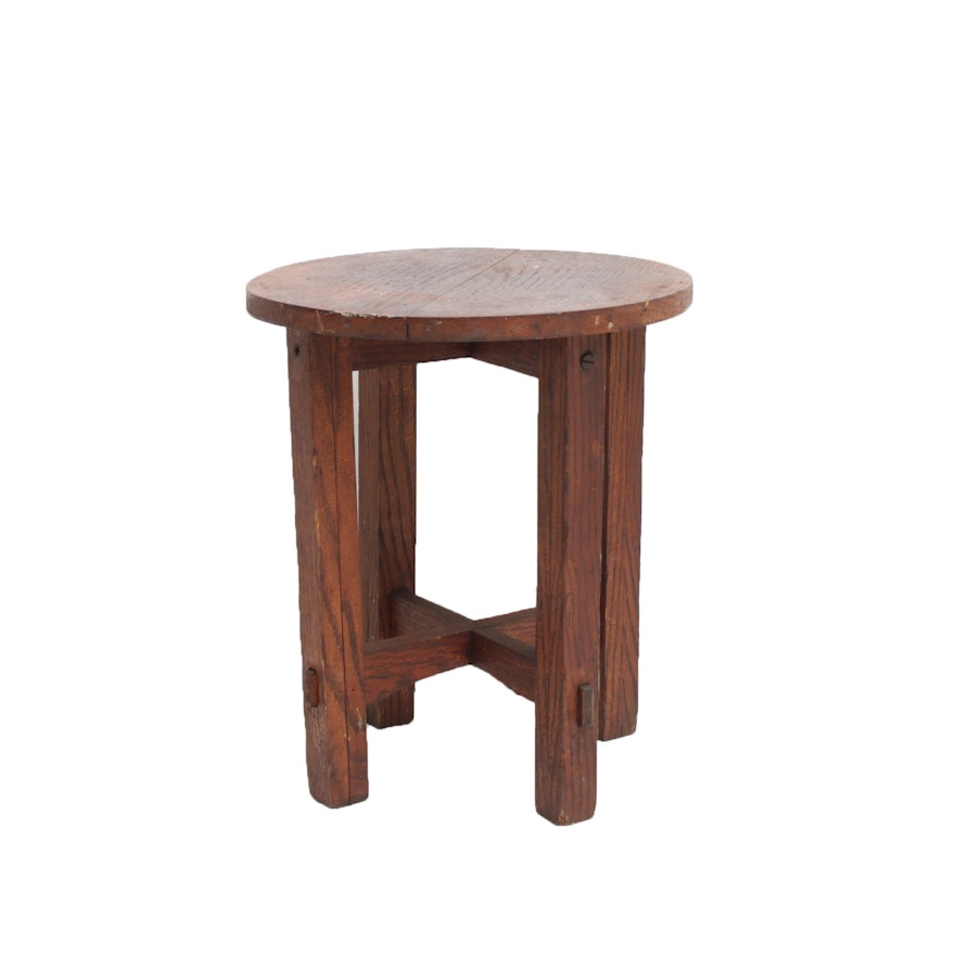 Vintage Mission Style Handmade Oak Accent Table