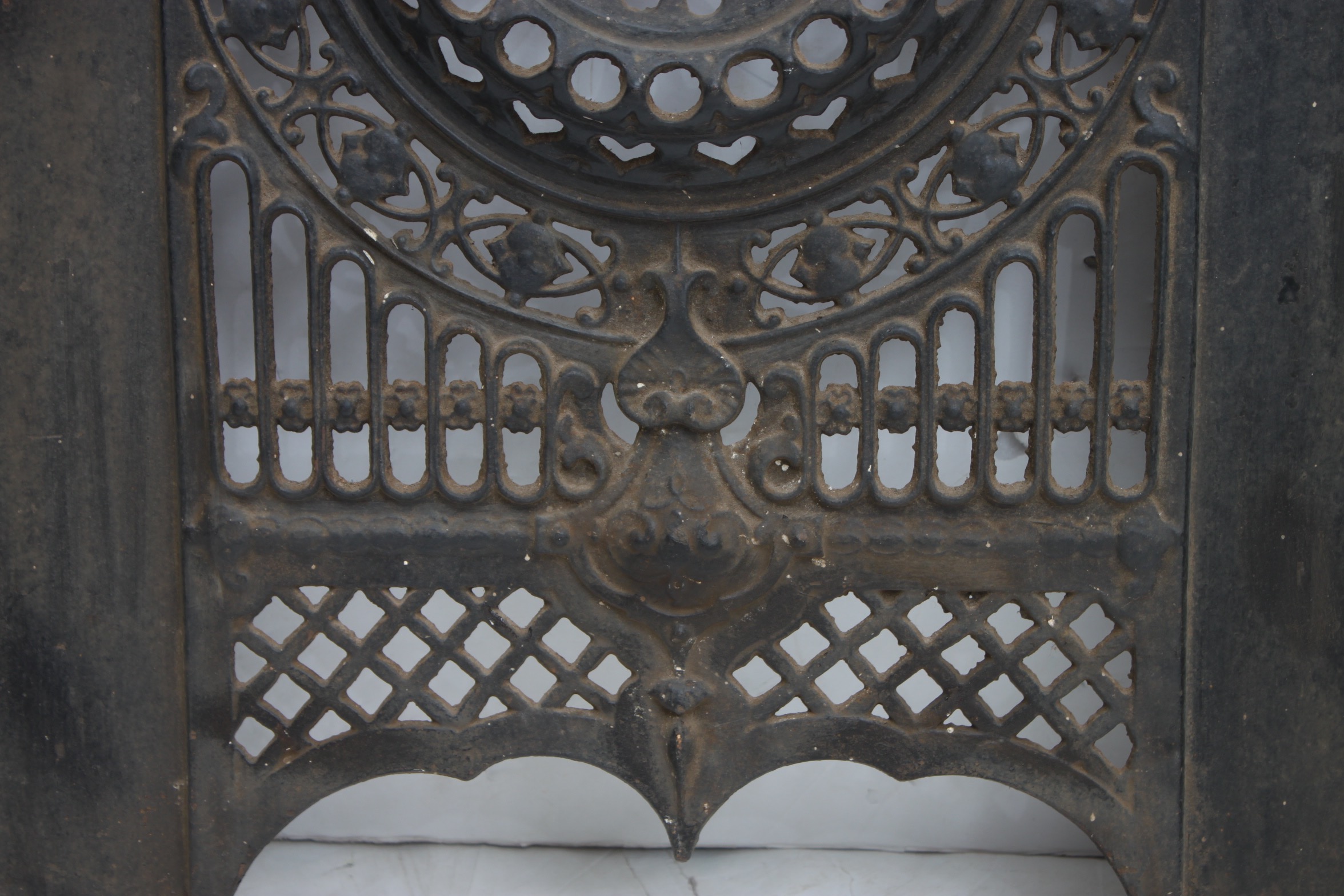Antique Cast Iron Fireplace Cover and Surround