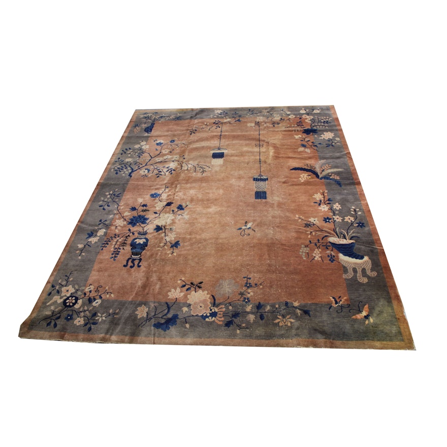 Semi-Antique Hand-Knotted Chinese Nichols Wool Area Rug