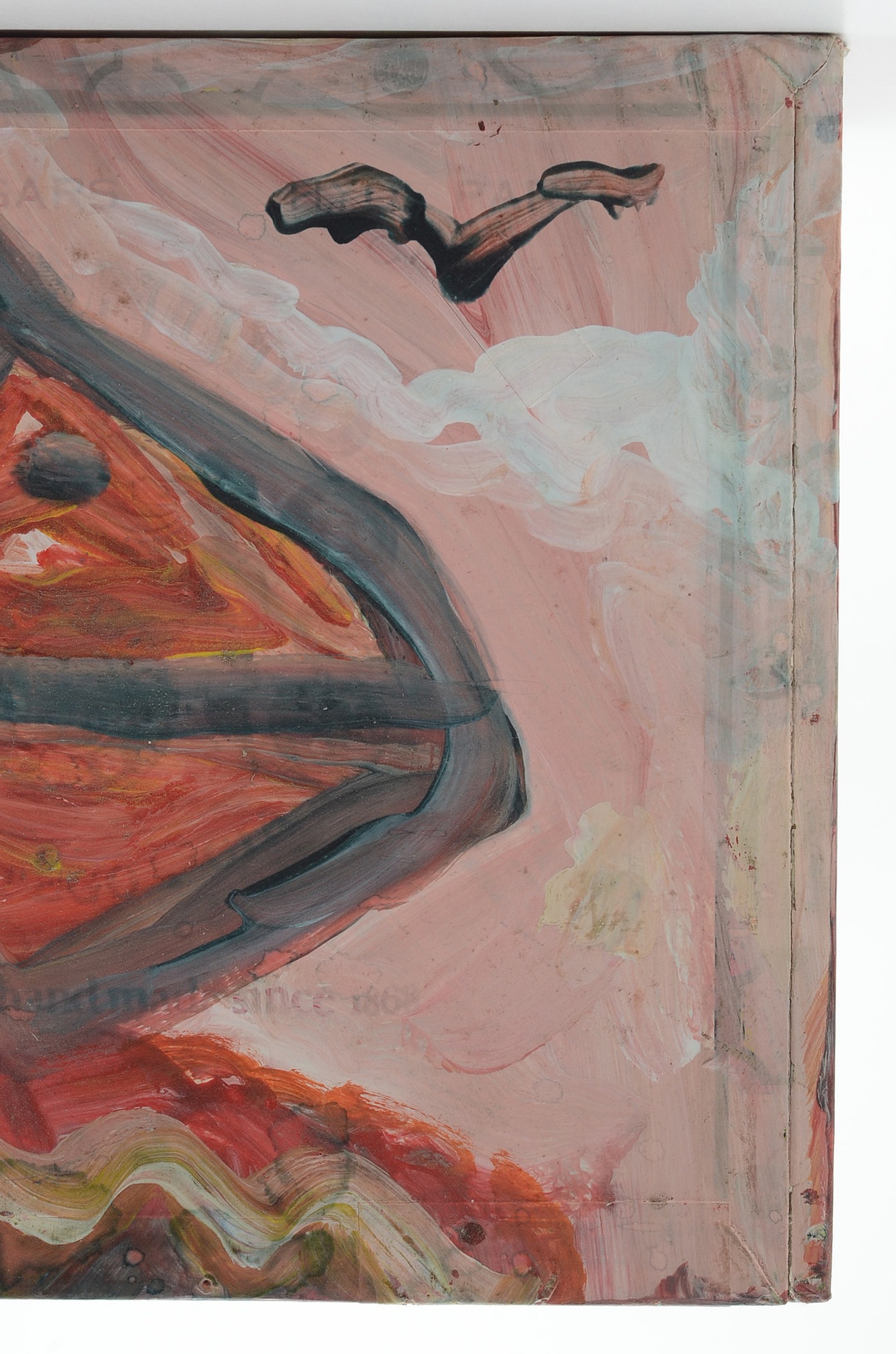 Robert Wright Folk Art Gouache Painting on a Cigar Box