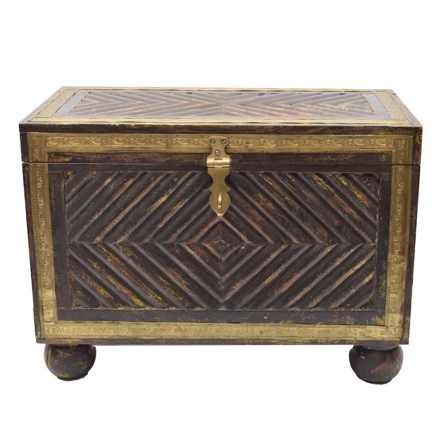 Petite Teak Carved Chest