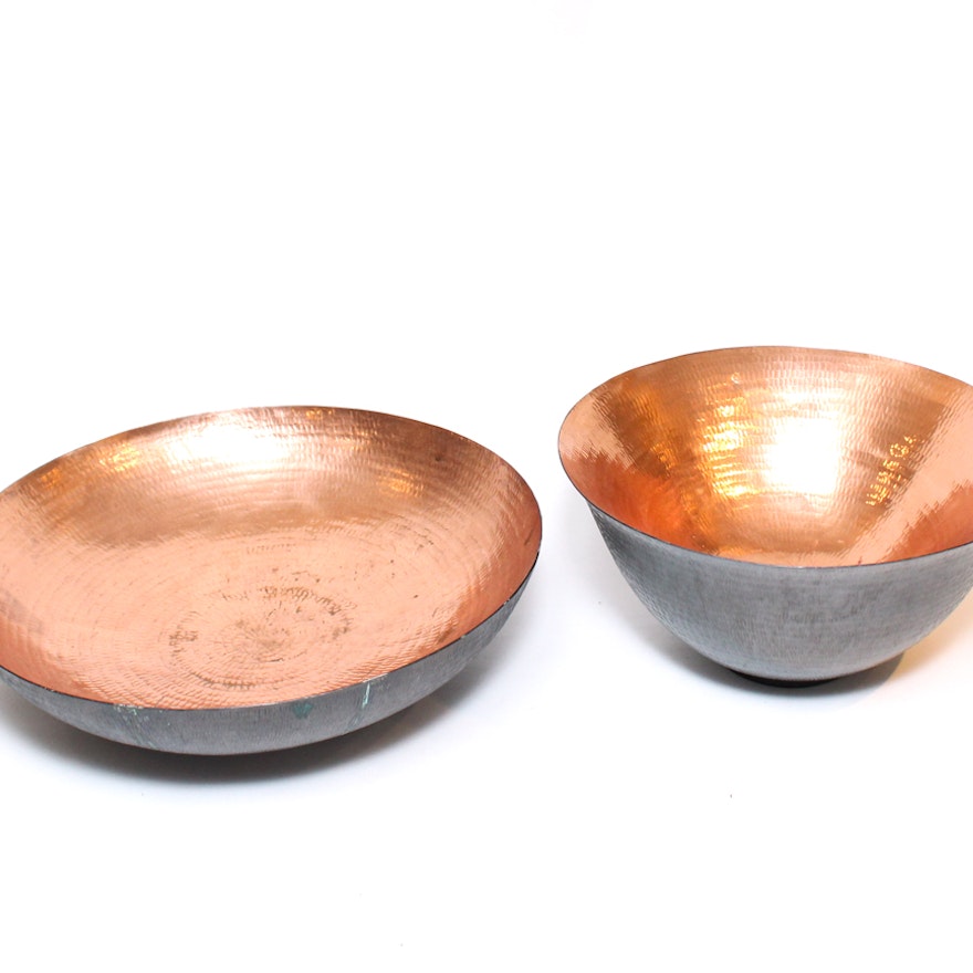 Large Hammered Copper Bowls