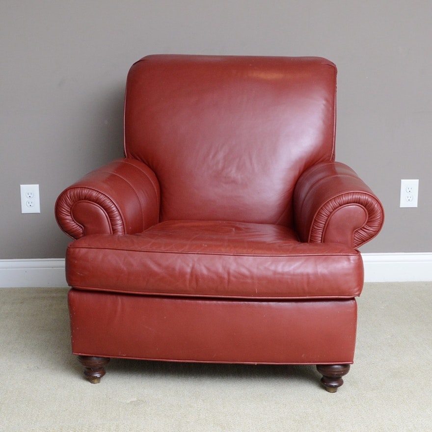 Ethan Allen Red Leather Club Chair