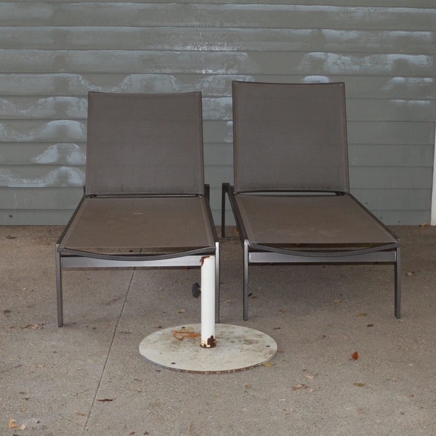 Frontgate Poolside Loungers and Umbrella Stand