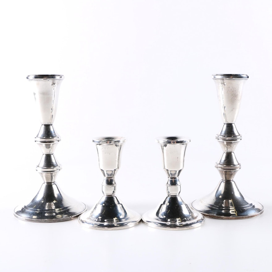 Mid 20th Century Duchin Creation Weighted Sterling Silver Candlestick Collection