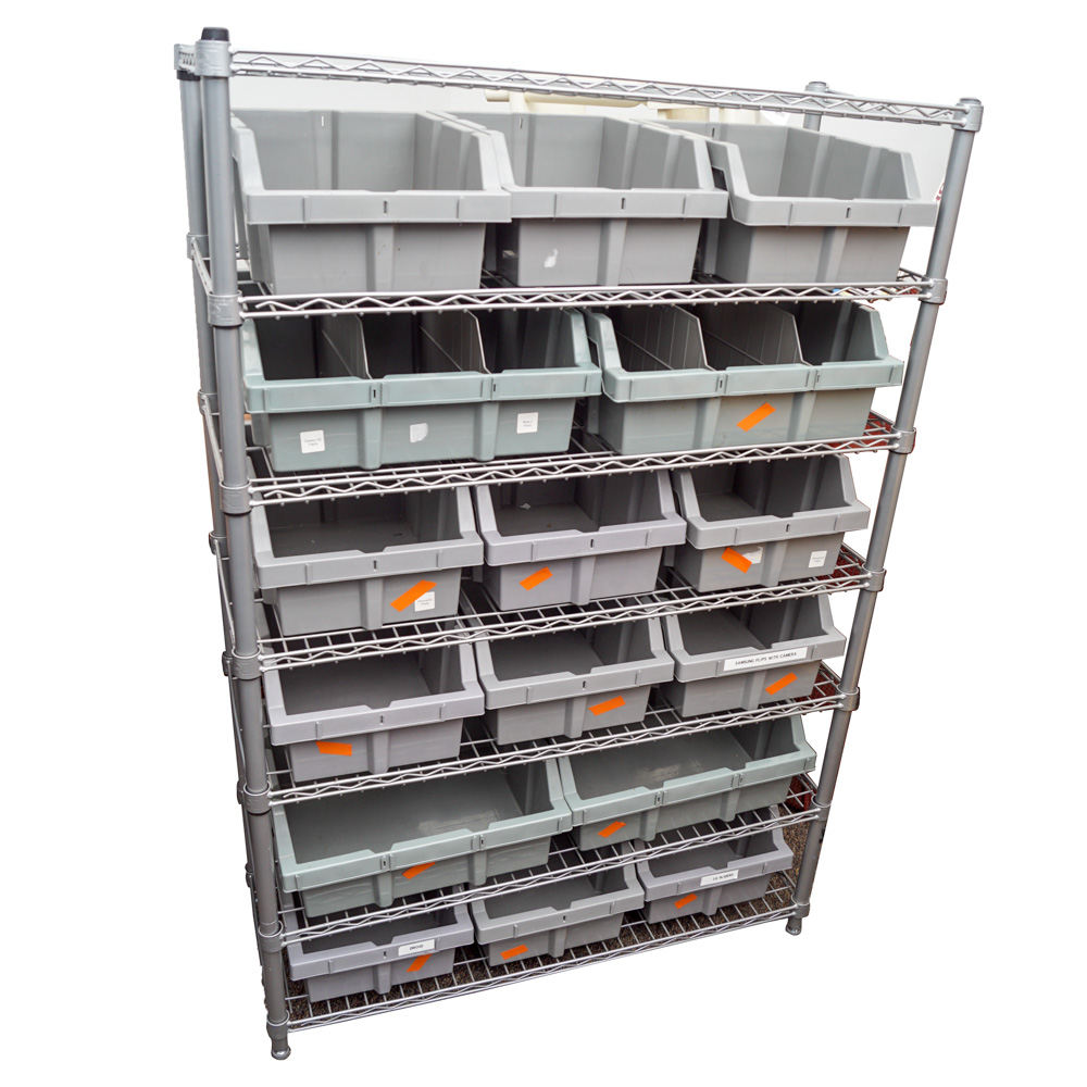 Wire Shelving Unit by Seville Classics and Organizer Bins