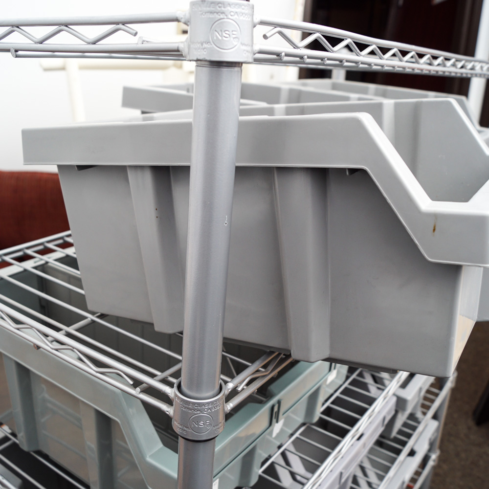 Wire Shelving Unit by Seville Classics and Organizer Bins