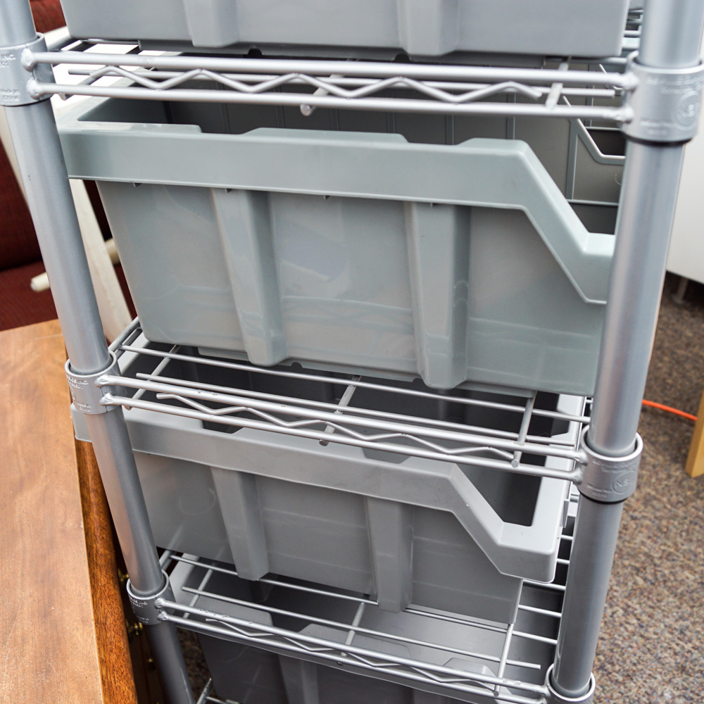 Wire Shelving Unit by Seville Classics and Organizer Bins