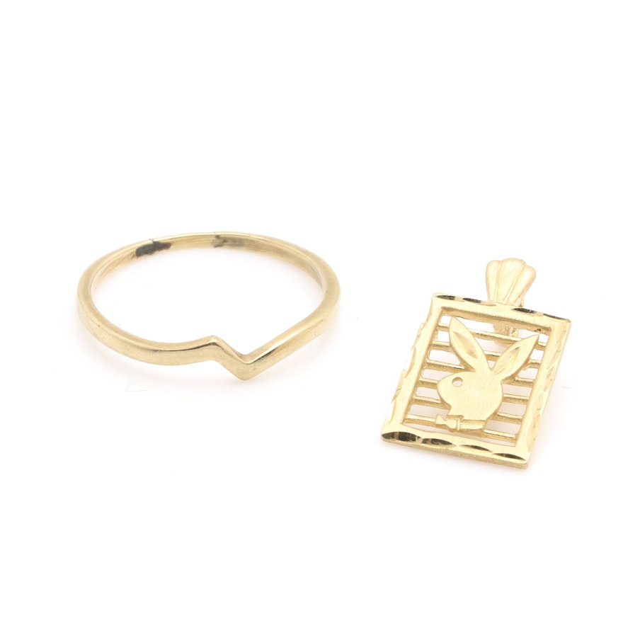 10K Yellow Gold Ring and 14K Yellow Gold Pendant