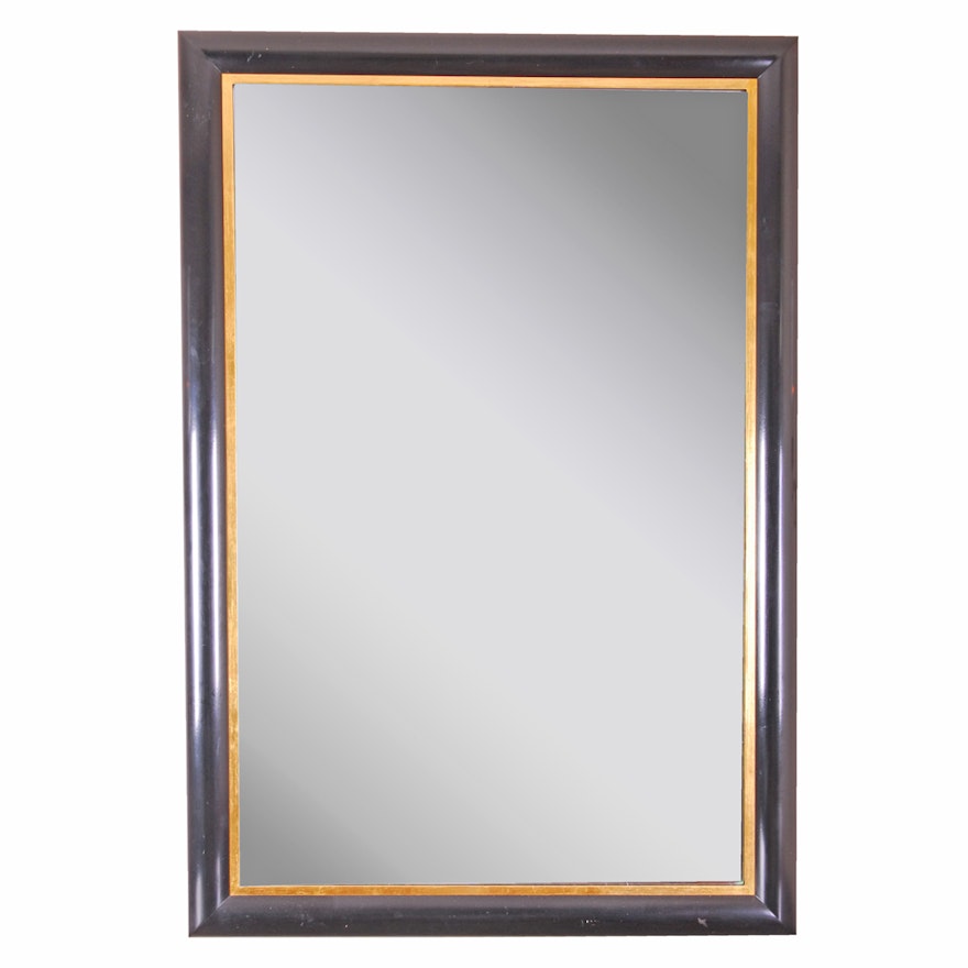 Black and Gold Tone Wood Framed  Wall Mirror