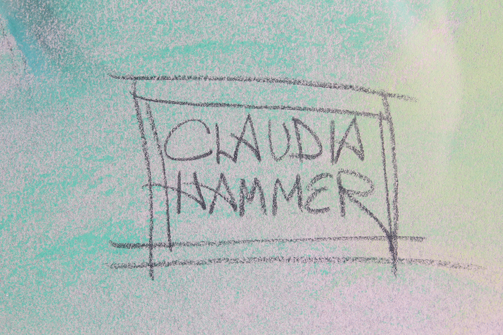 Claudia Hammer Pastel Drawing of Female Nude "Green Cushion"