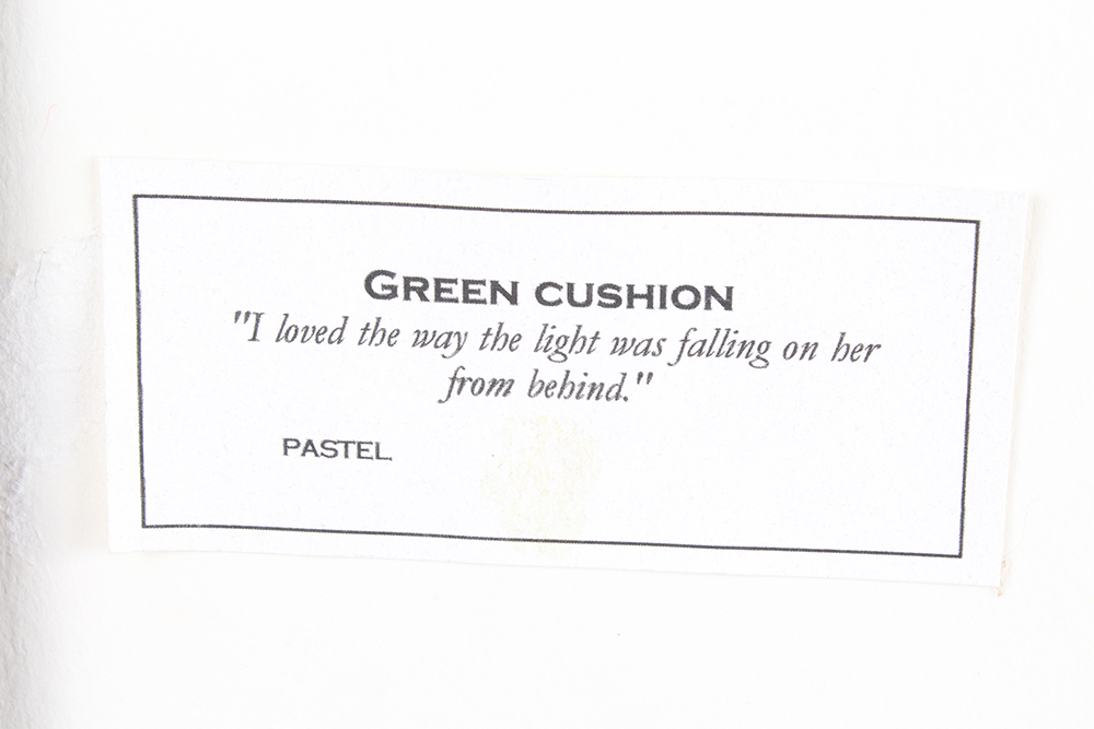 Claudia Hammer Pastel Drawing of Female Nude "Green Cushion"