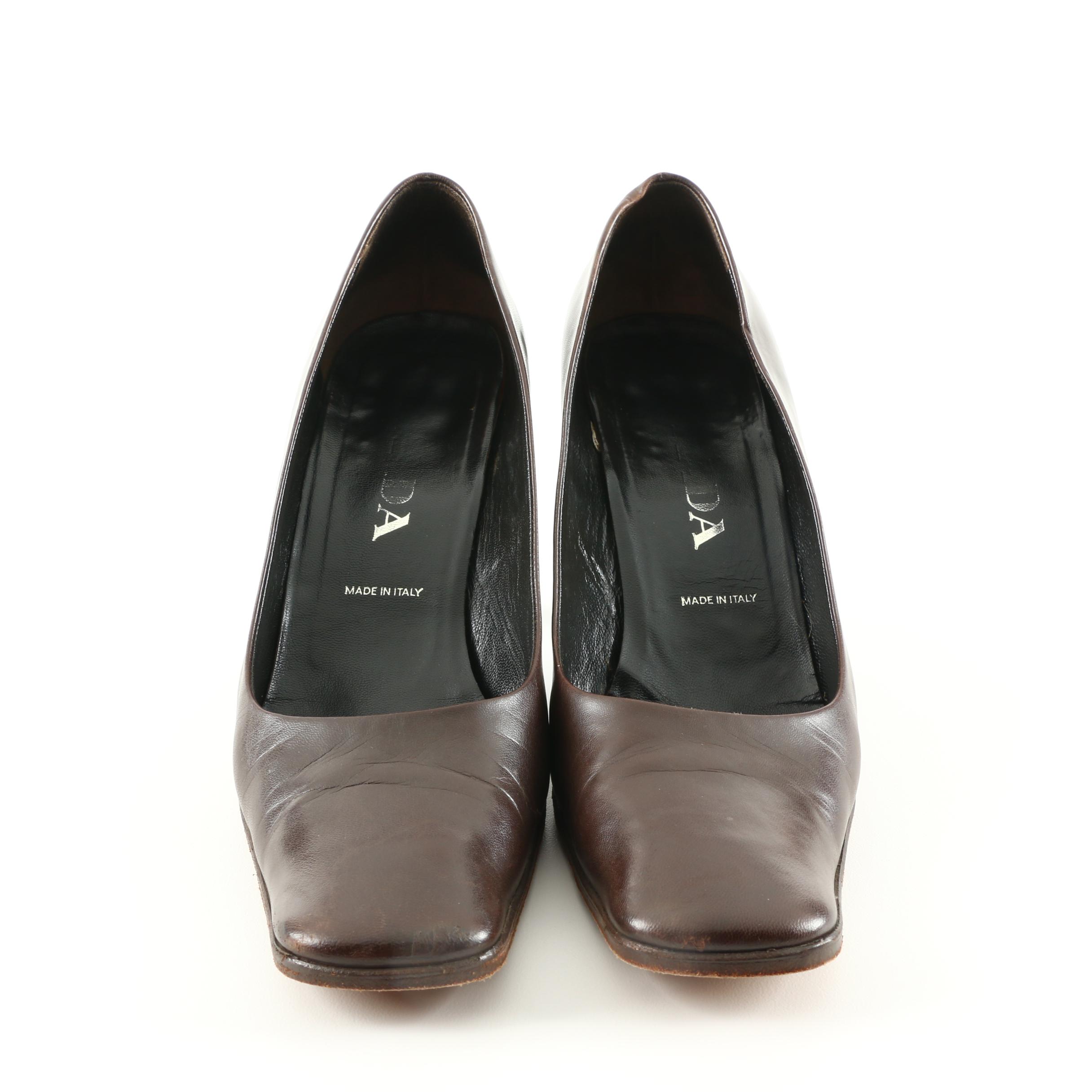 Prada Brown Leather Heels
