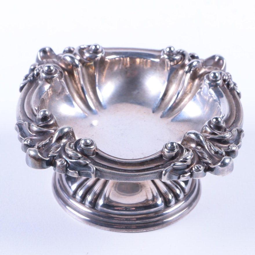 Tiffany & Co Silver-Plated Salt Cellar with Scrolling Rim