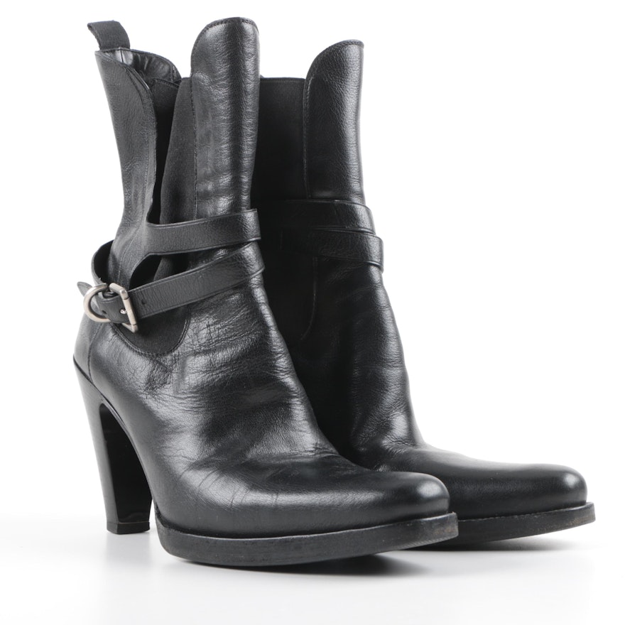 Women's Prada Black Leather Ankle Boots