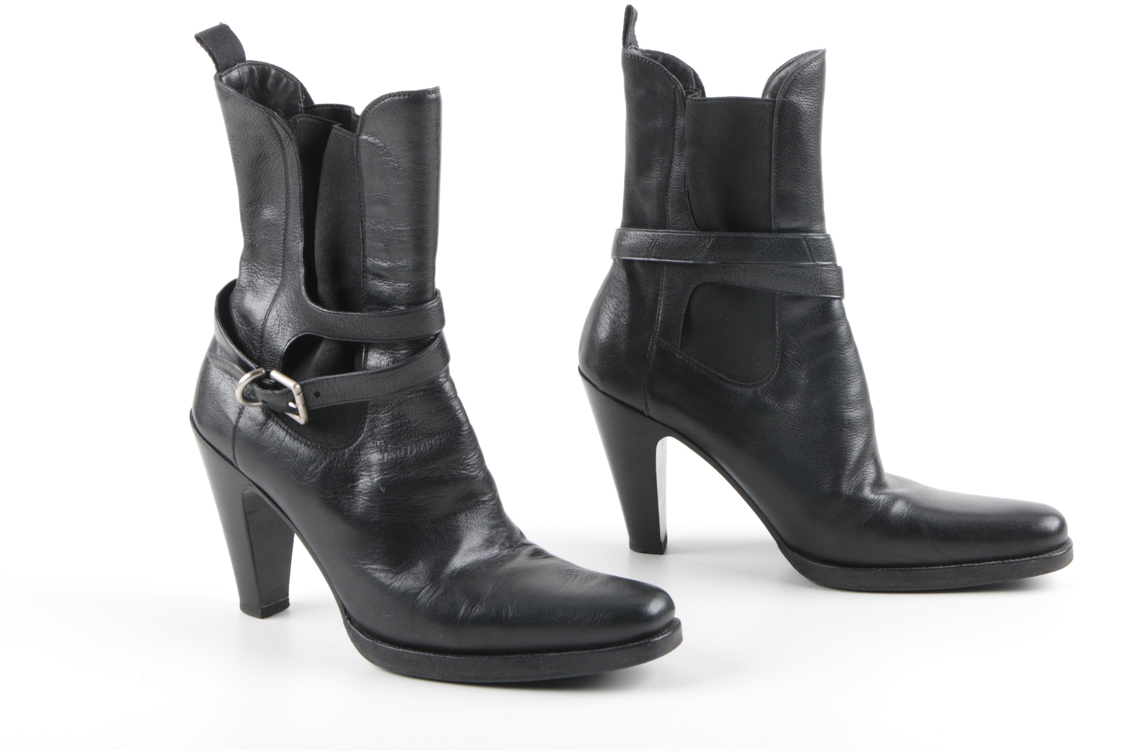 Women's Prada Black Leather Ankle Boots