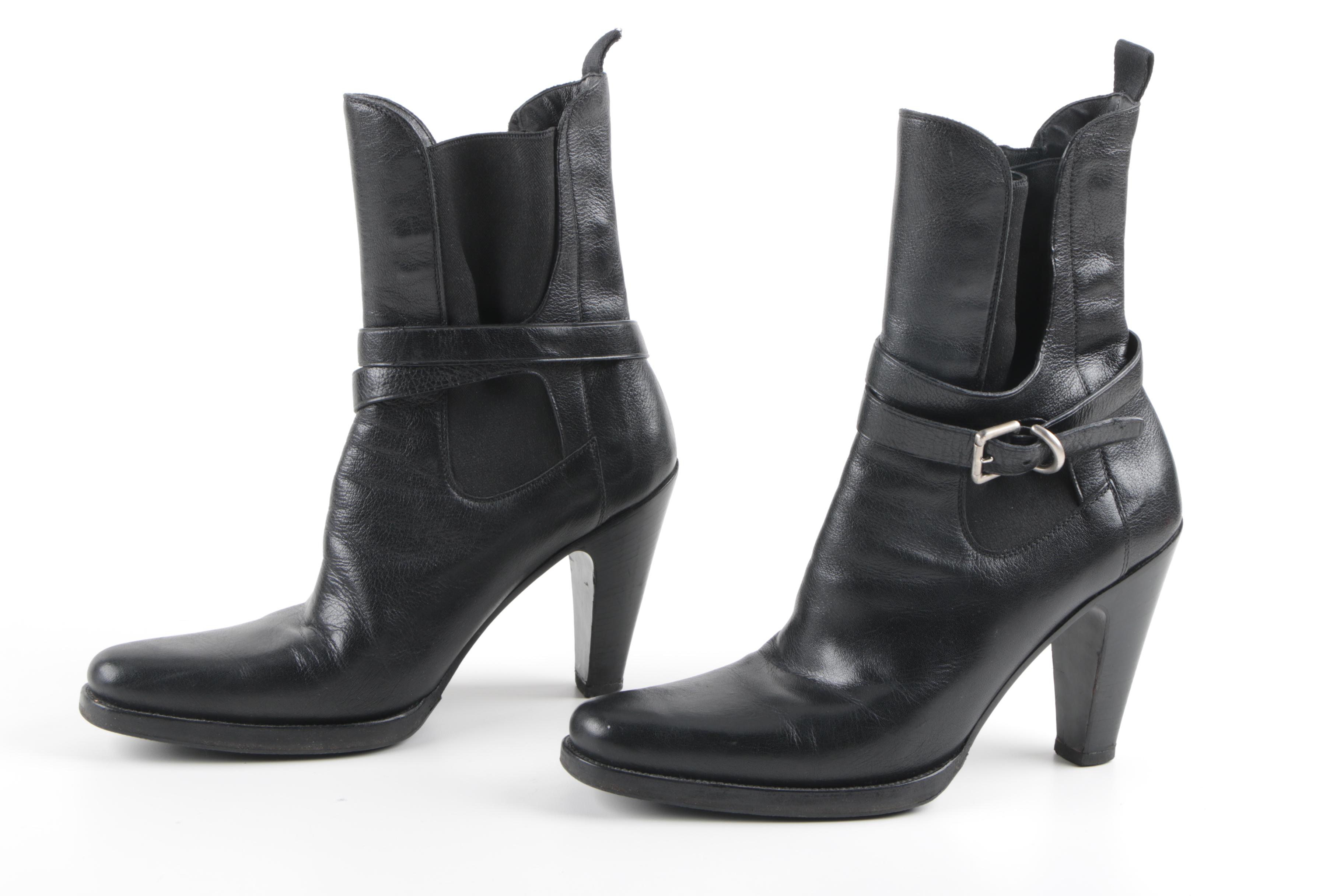 Women's Prada Black Leather Ankle Boots