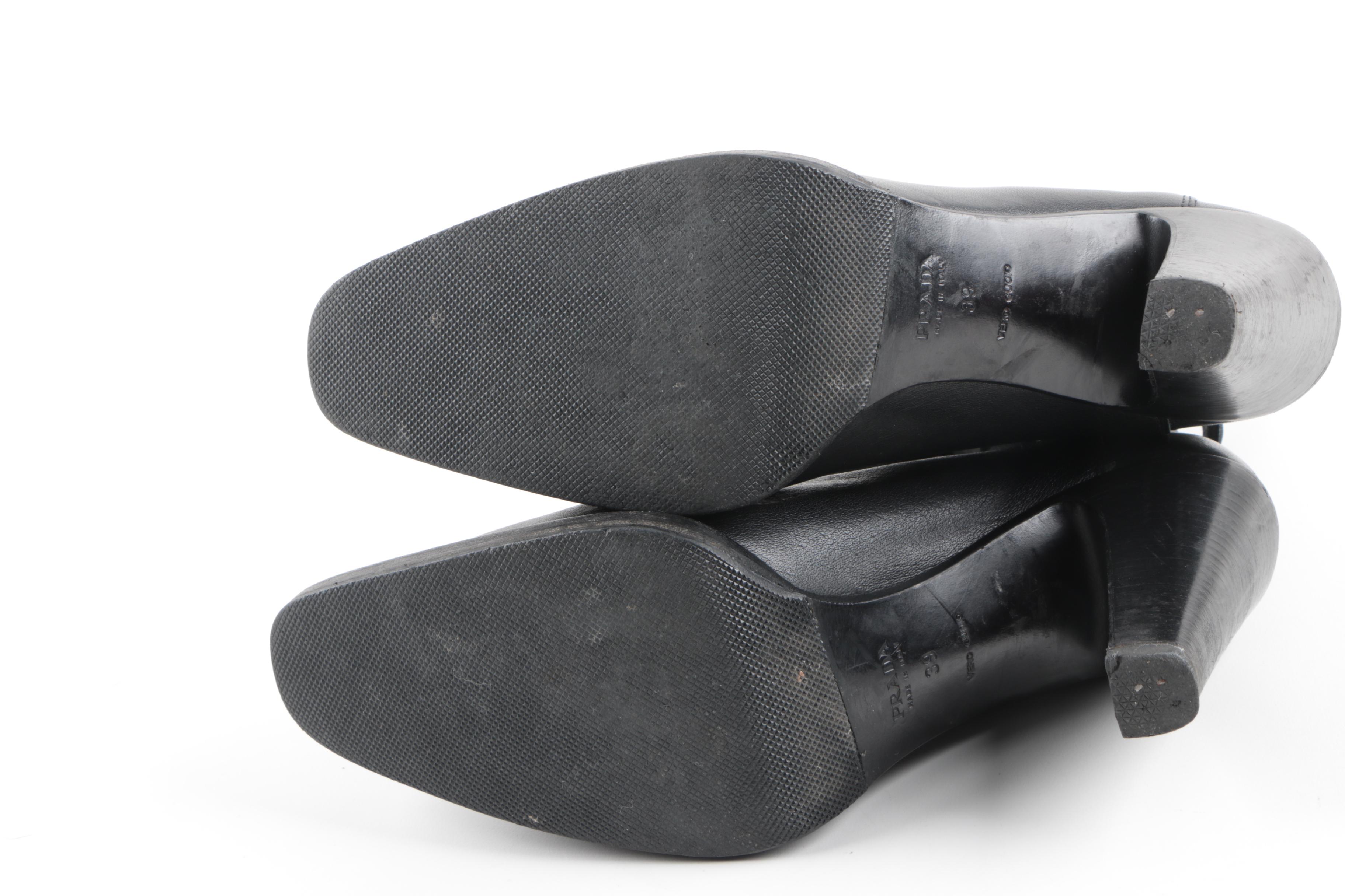 Women's Prada Black Leather Ankle Boots