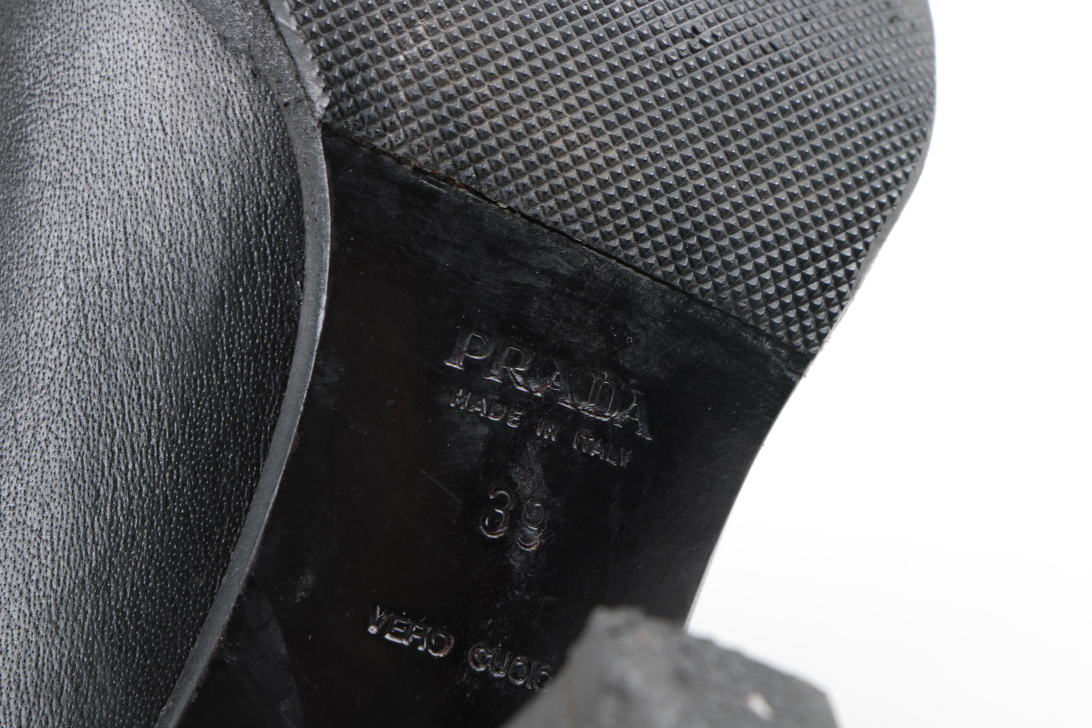 Women's Prada Black Leather Ankle Boots