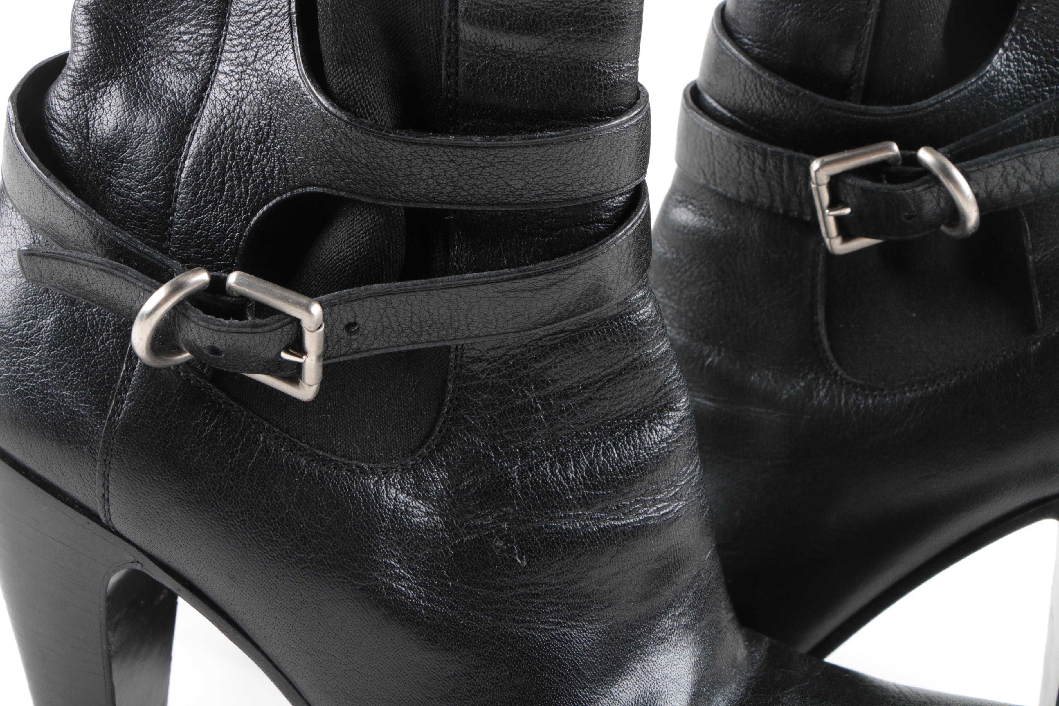 Women's Prada Black Leather Ankle Boots