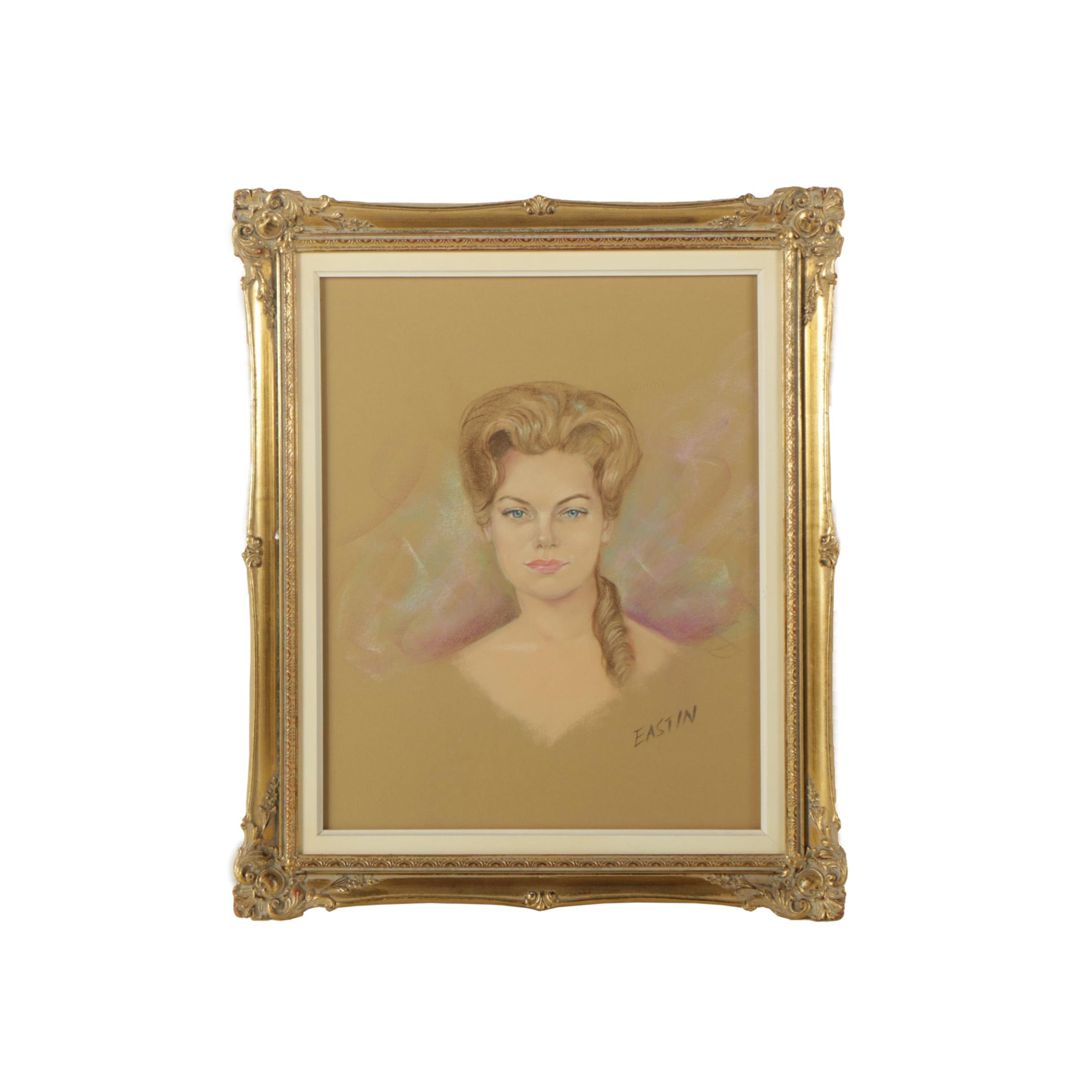 Eastin Pastel Drawing on Paper of Portrait