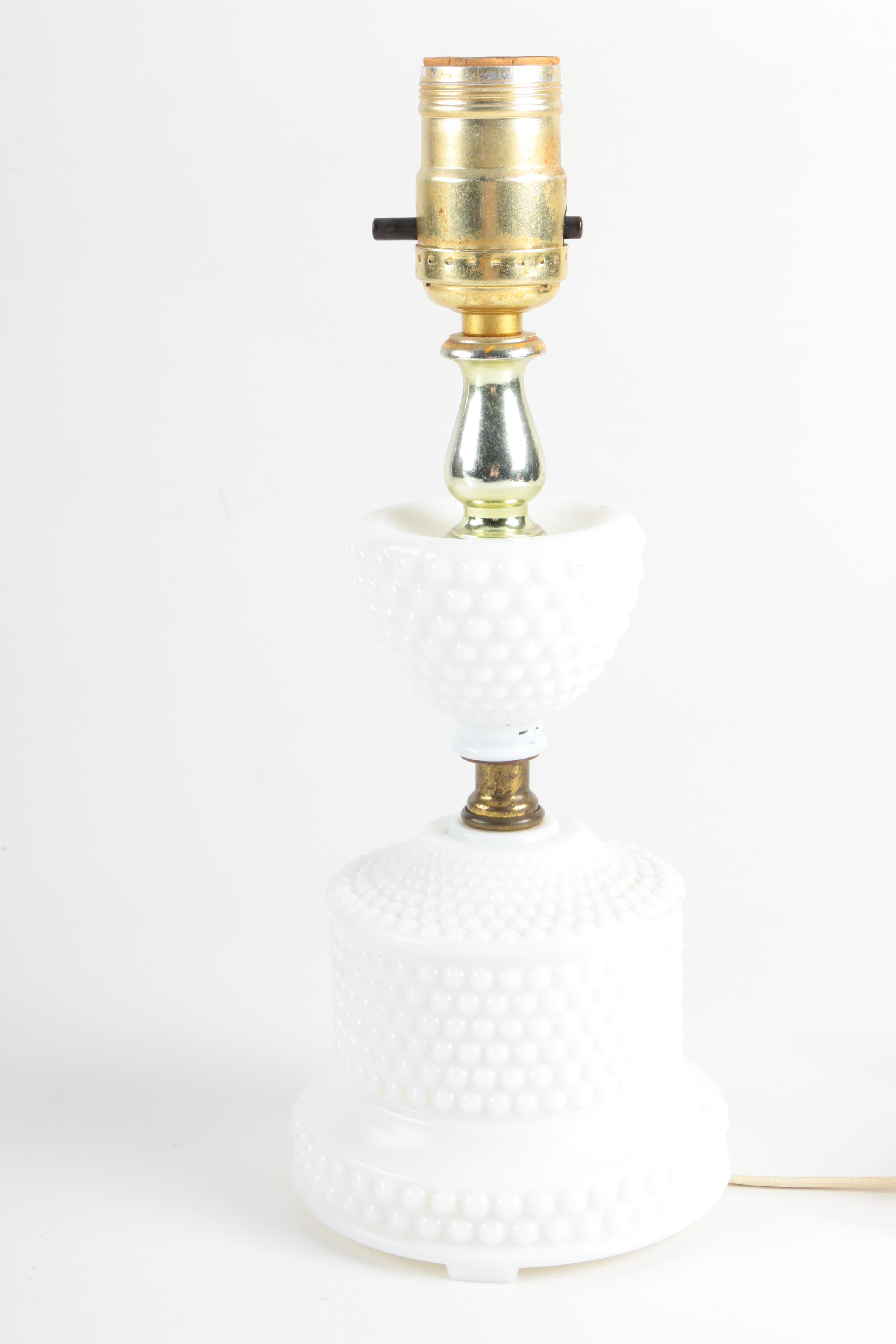 Hobnail Milk Glass Table Lamps