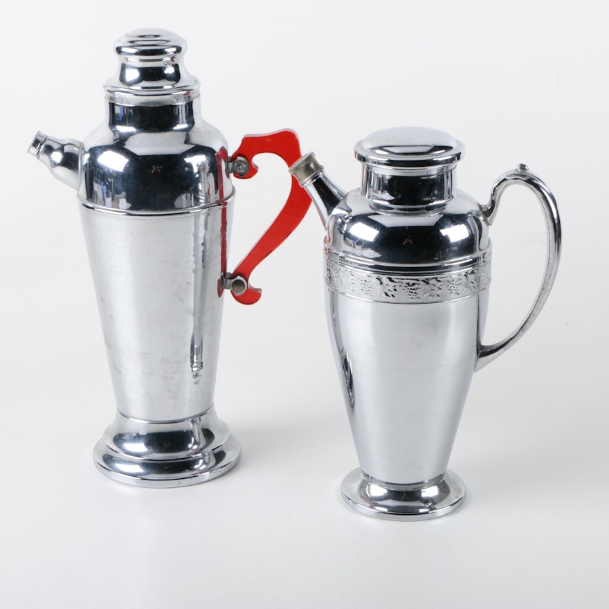 Art Deco Chrome Cocktail Shakers