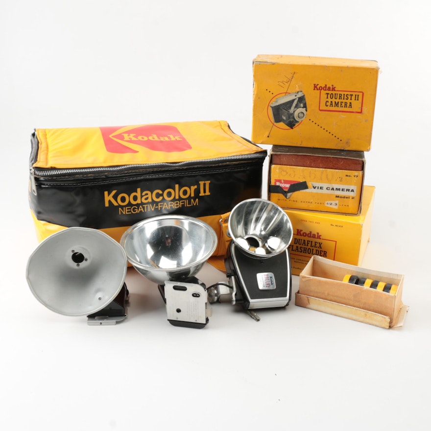 Kodak "Kodacolor II" Bag with Vintage Cameras and Accessories