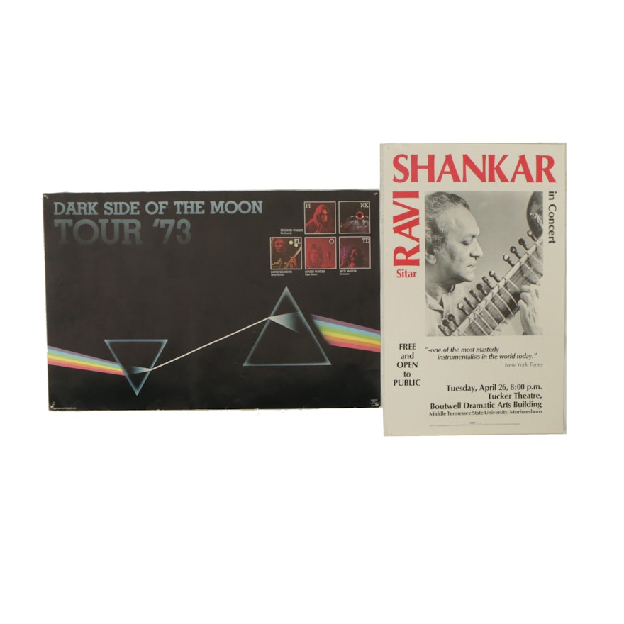 Vintage Pink Floyd and Ravi Shankar Concert Posters